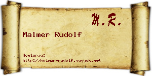 Malmer Rudolf névjegykártya